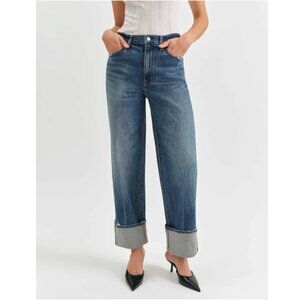 DAZE Eastside High Rise Loose Cuff Medium Wash Jean Size 28 EUC